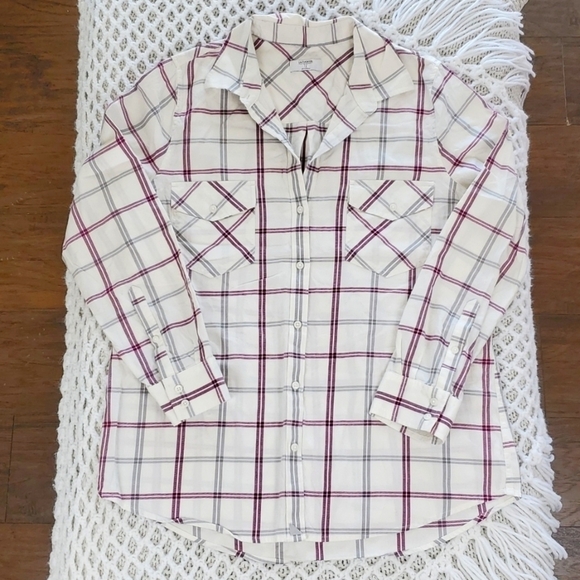 Untuckit "Taylor" Purple Plaid Button Down Shirt Woman's Size 12 100% Cotton - Picture 1 of 16